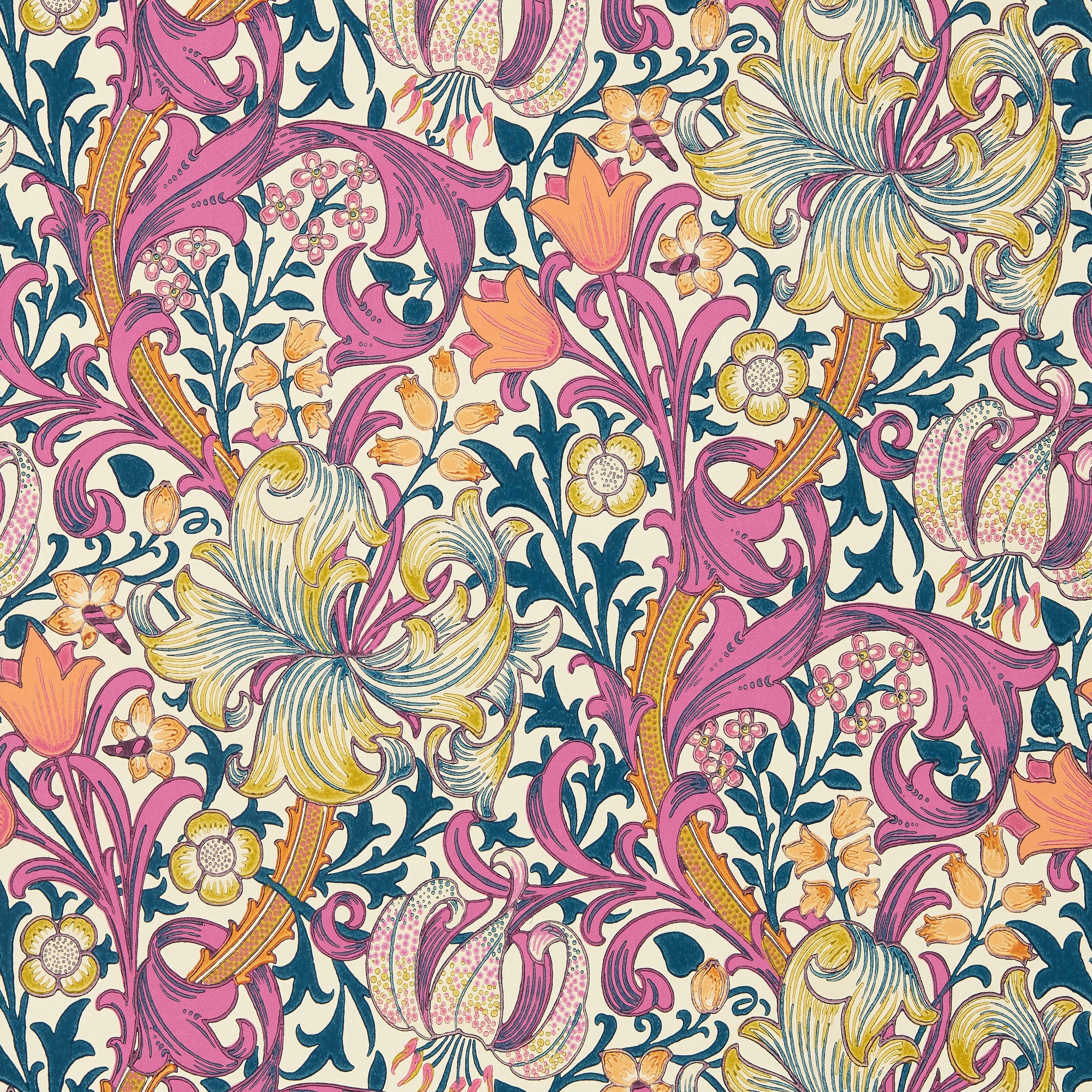 Golden Lily Wallpaper 510006 By Morris Co In Pink Fizz